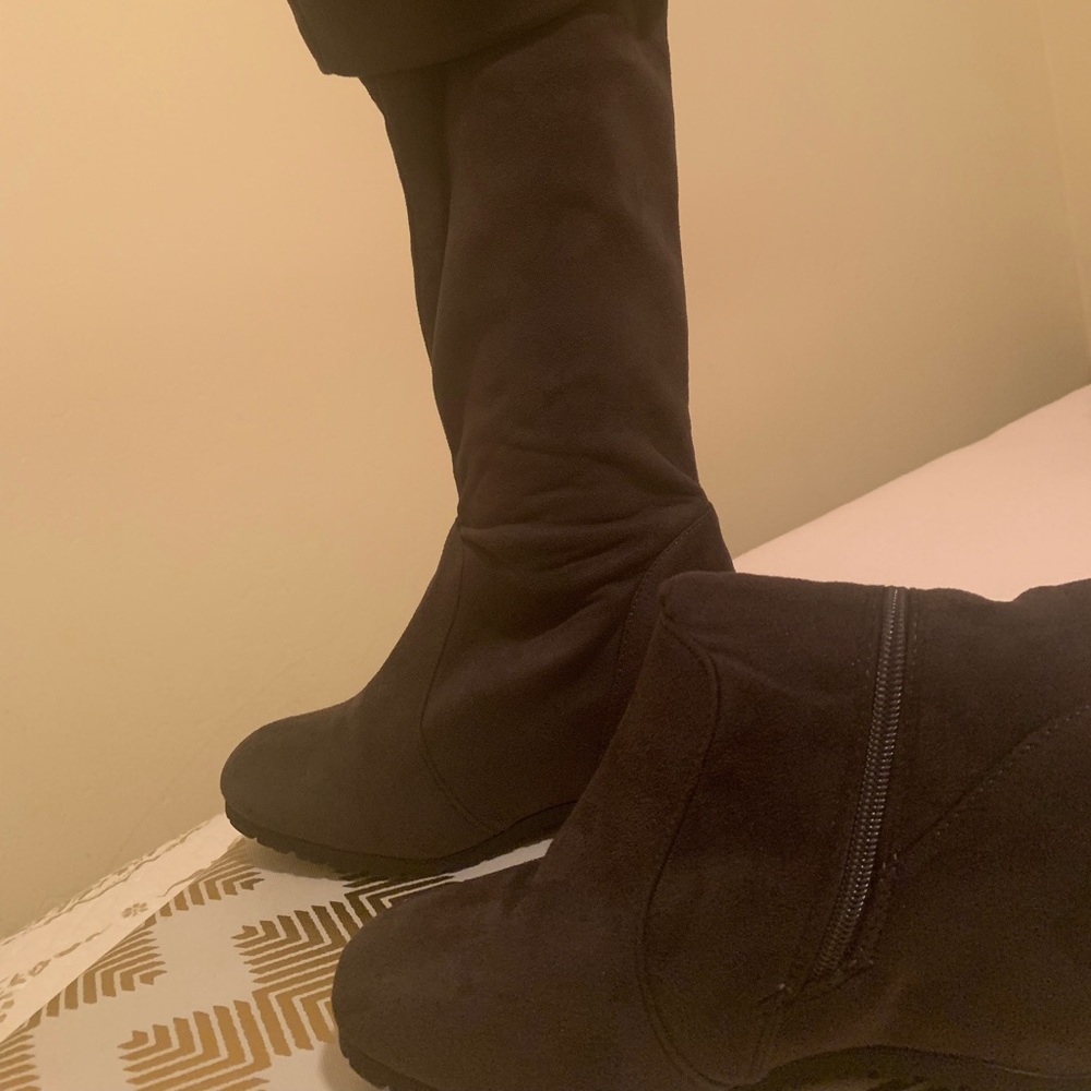Brown Suede Knee High Boots